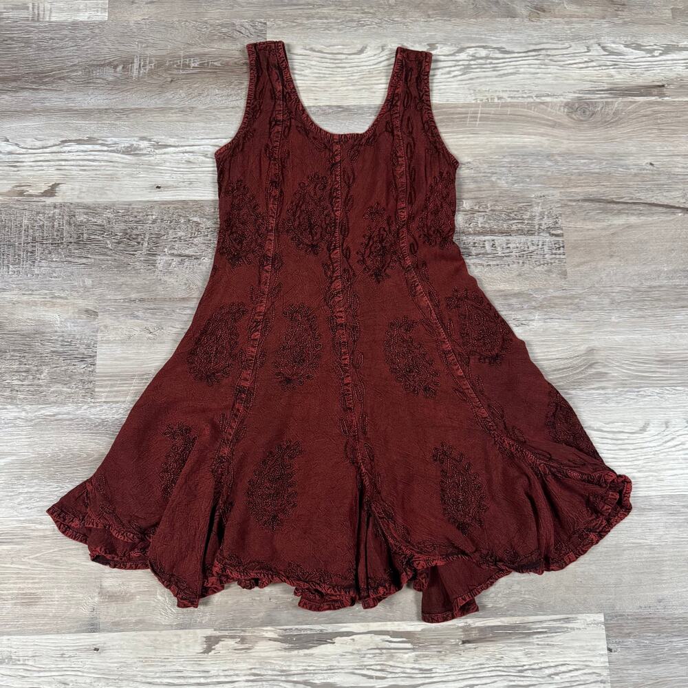 Vintage Burgundy Sleeveless Mini Dress